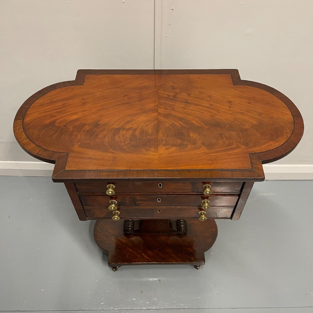 Double sided Regency mahogany inlaid work table  View IX