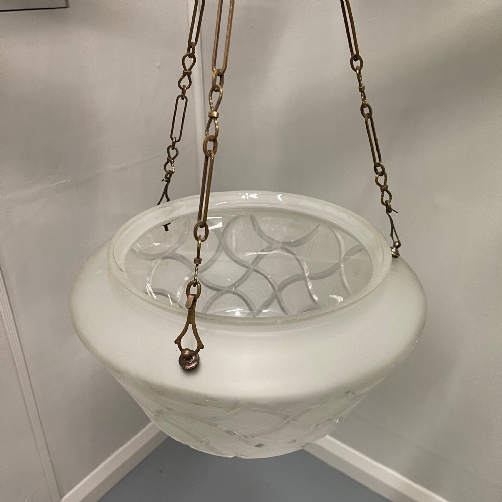 Cut and frosted glass plafonnier pendant shade View IV