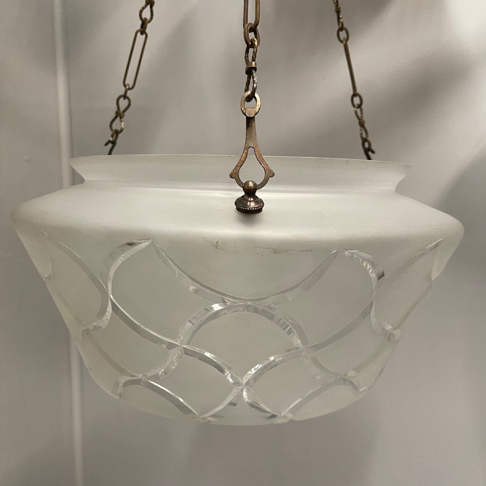 Cut and frosted glass plafonnier pendant shade View V