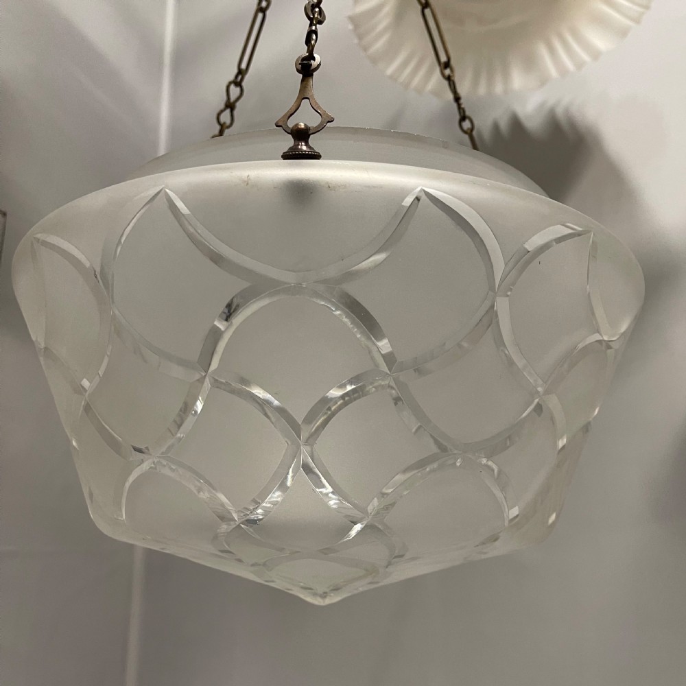 Cut and frosted glass plafonnier pendant shade View VI