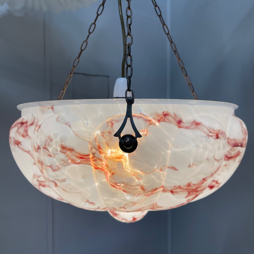 Hand painted marble effect plafonnier pendant shade