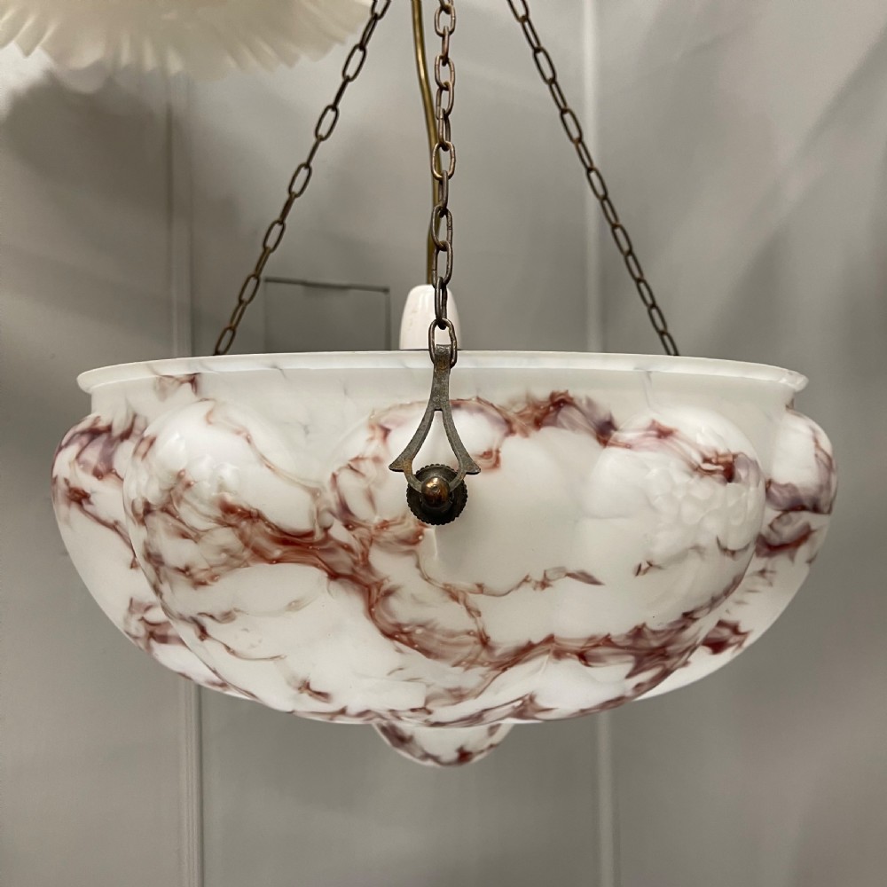 Hand painted marble effect plafonnier pendant shade View IX