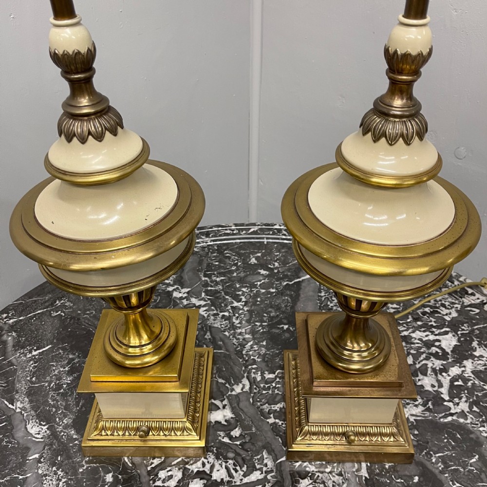 Pair of brass and enamelled lamps View IV