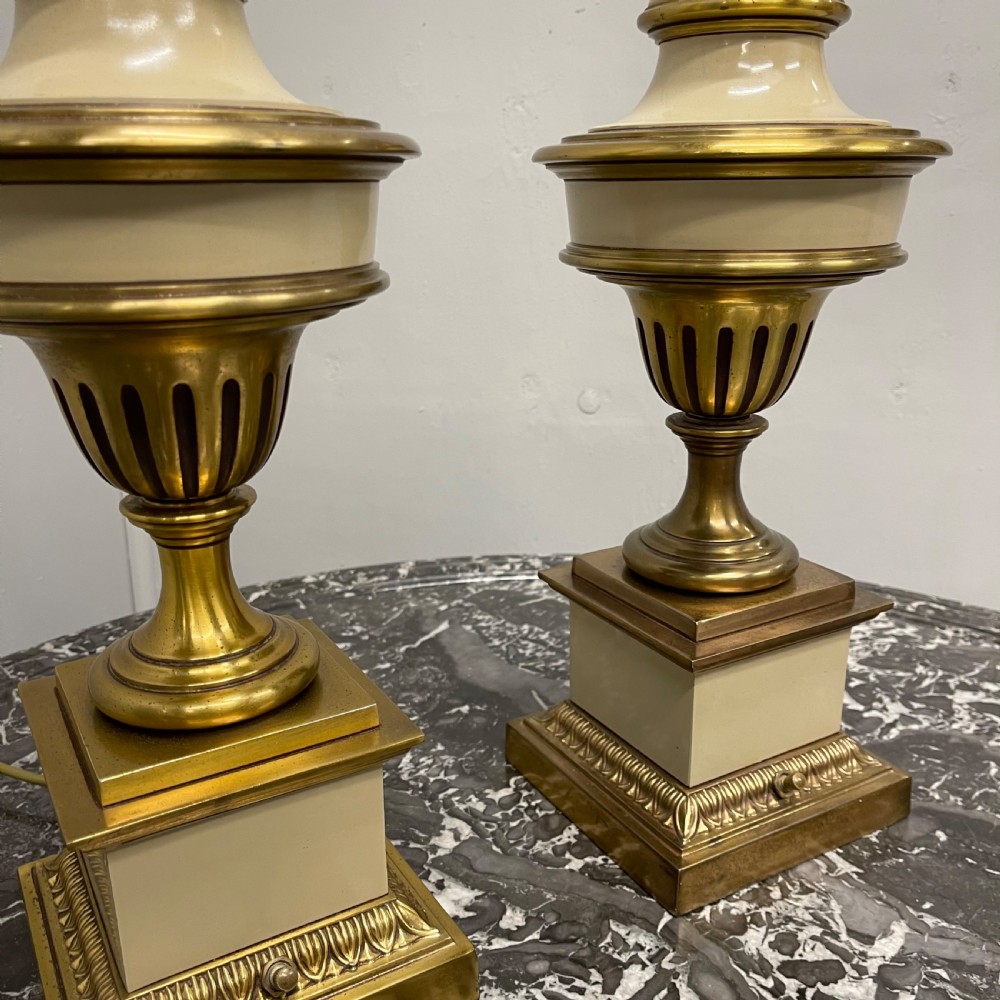 Pair of brass and enamelled lamps View VI