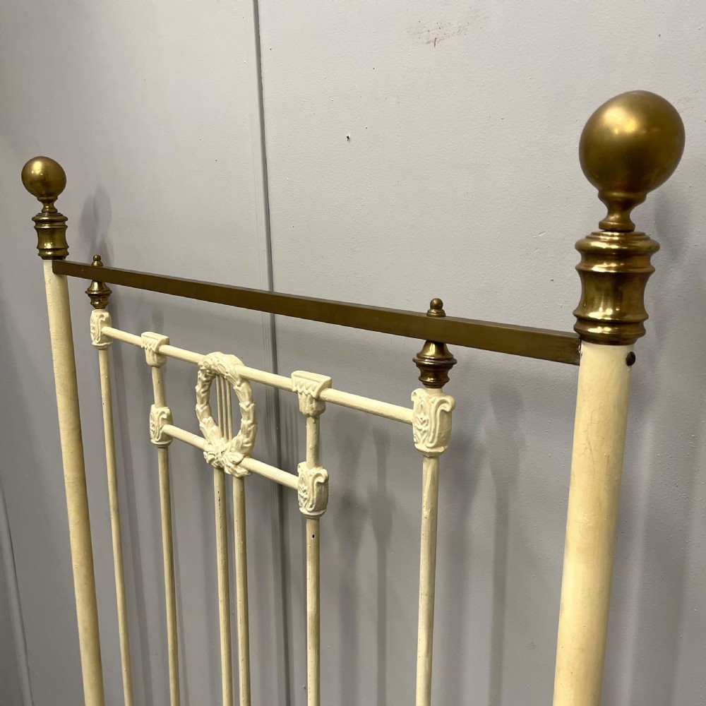 Victorian single painted brass and iron bed with slats View IV