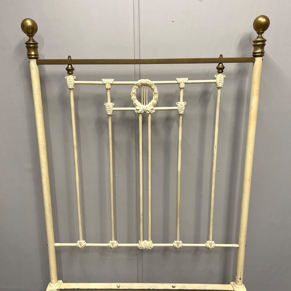 Victorian single painted brass and iron bed with slats View V
