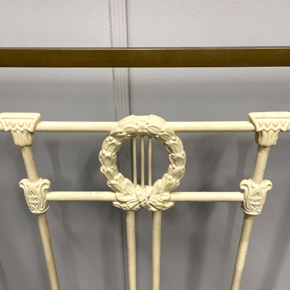 Victorian single painted brass and iron bed with slats View VI