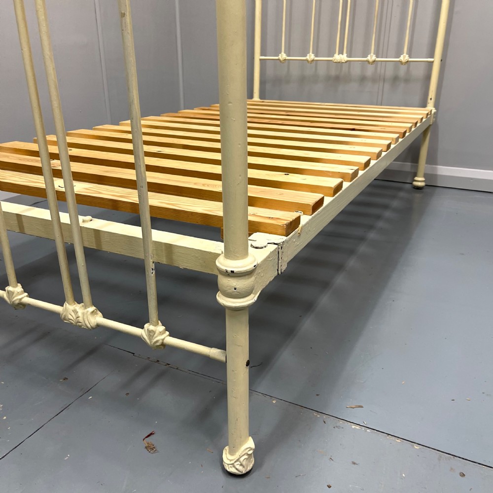Victorian single painted brass and iron bed with slats View IX