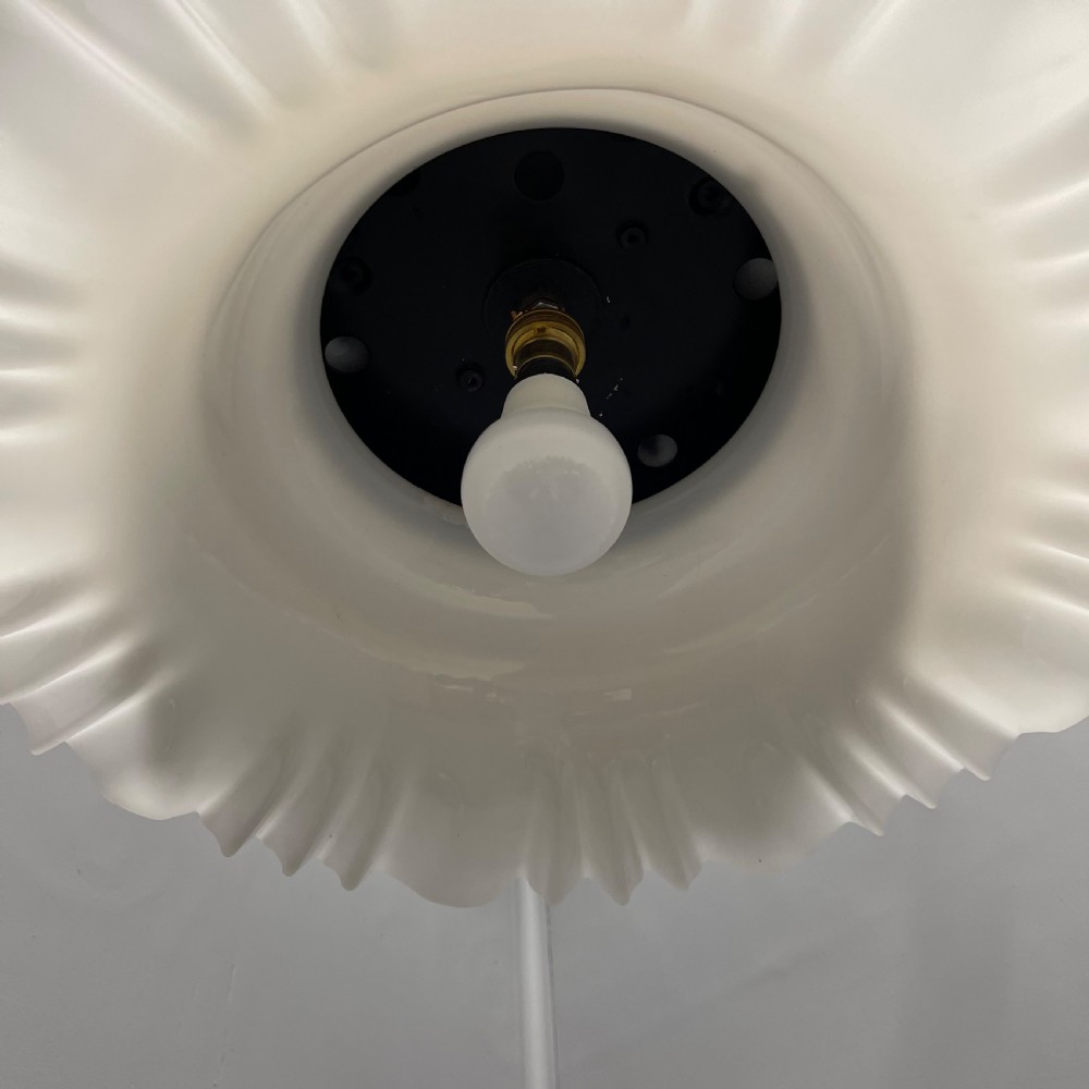 Large Victorian hanging pendant light with milk glass shade  View VIII