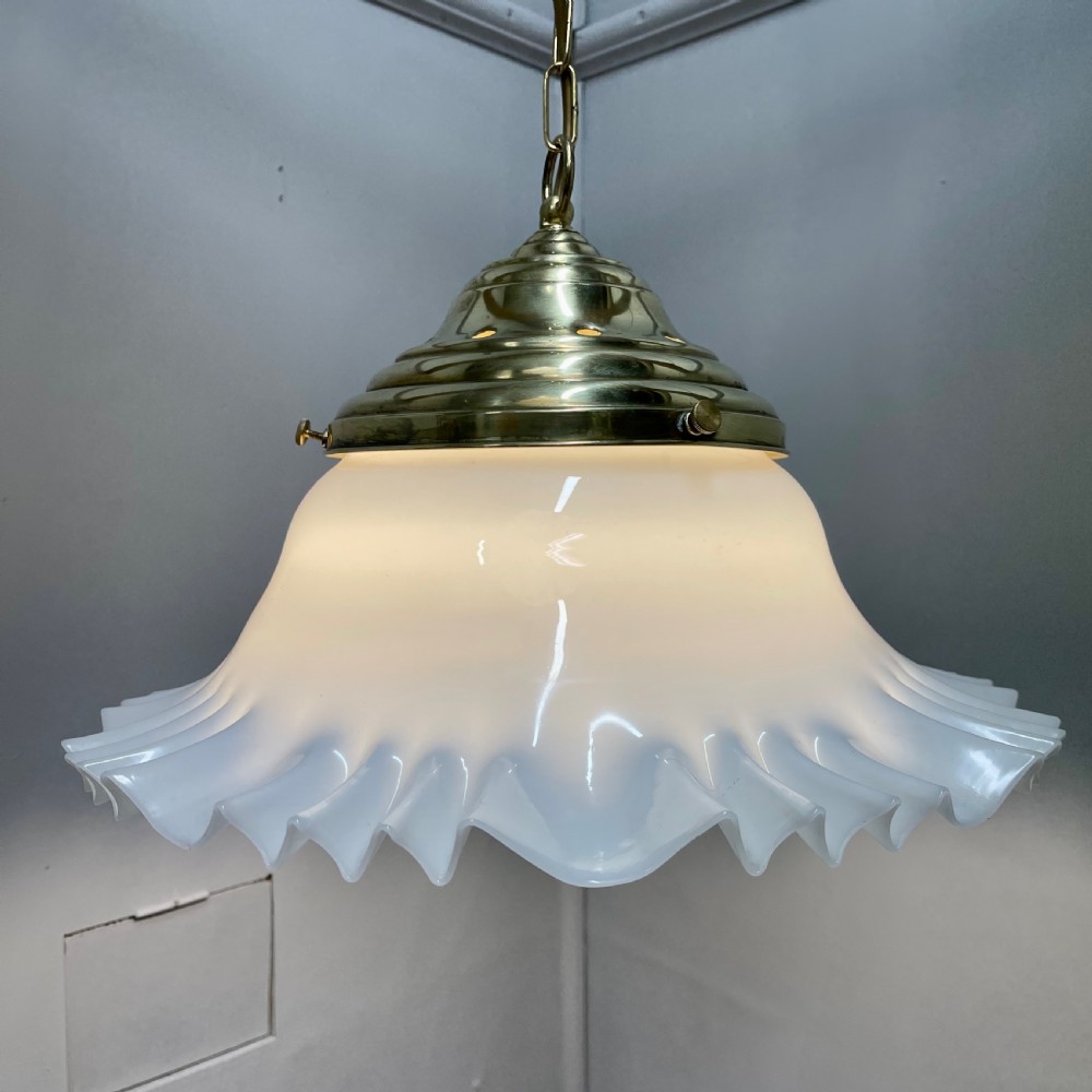 Large hanging milk glass ceiling light 