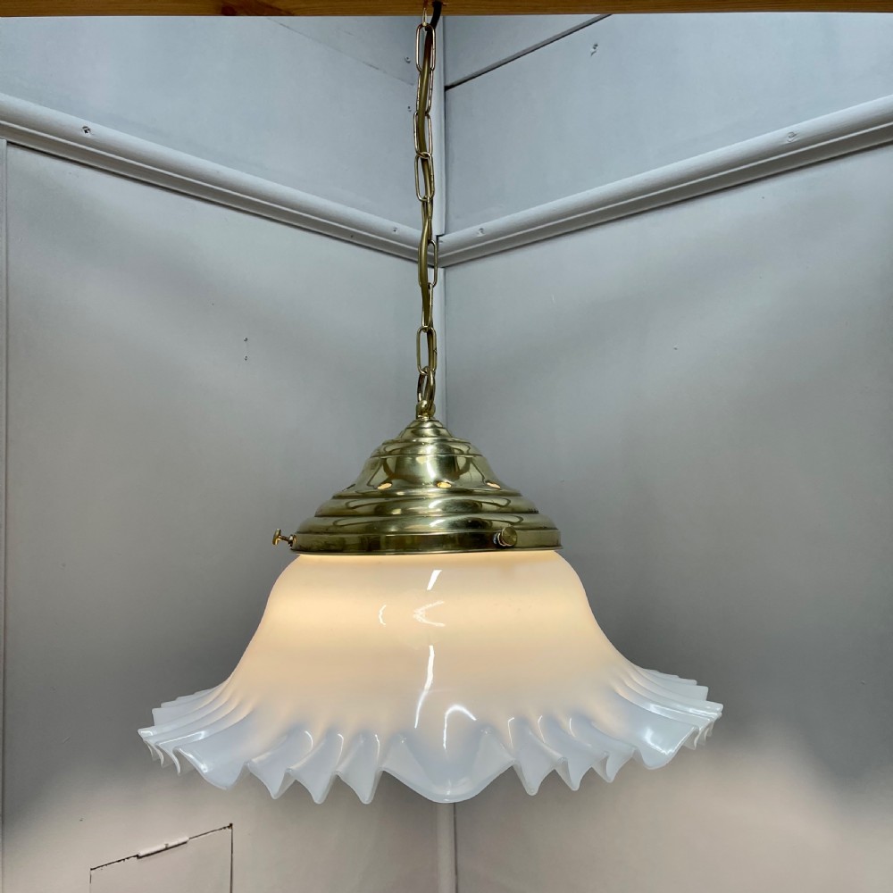 Large hanging milk glass ceiling light  View III