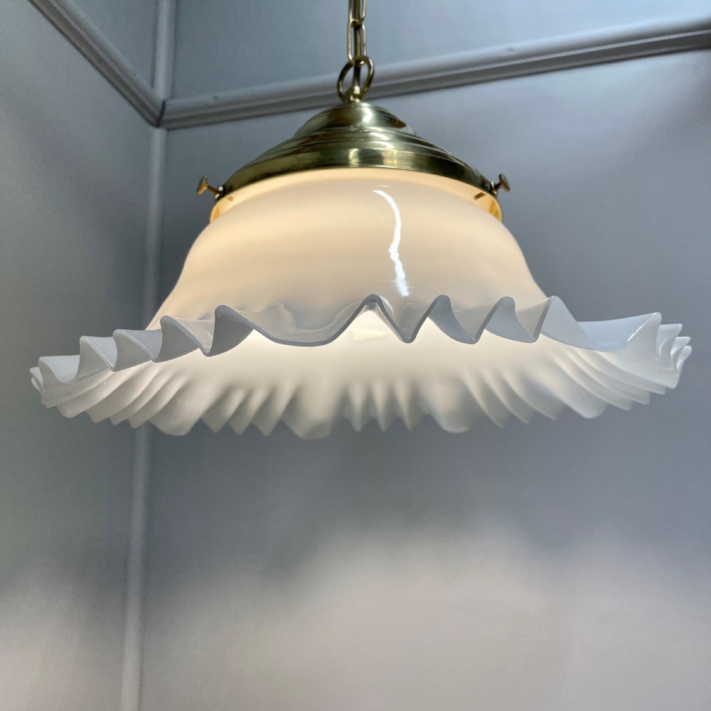 Large hanging milk glass ceiling light  View IV