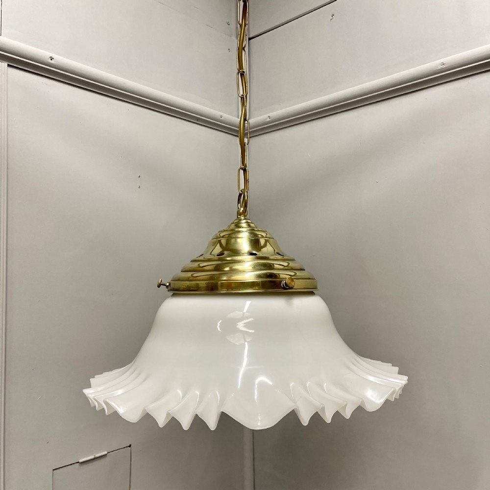 Large hanging milk glass ceiling light  View V