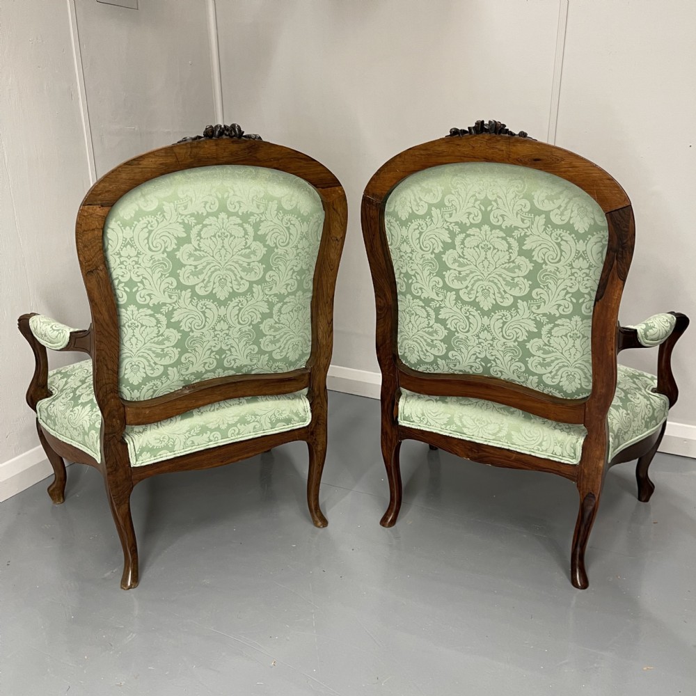 Large pair of newly upholstered French armchairs View IV