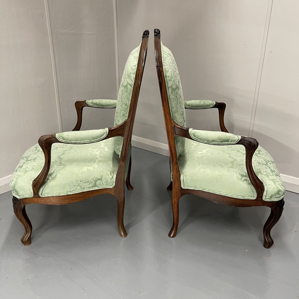 Large pair of newly upholstered French armchairs View V