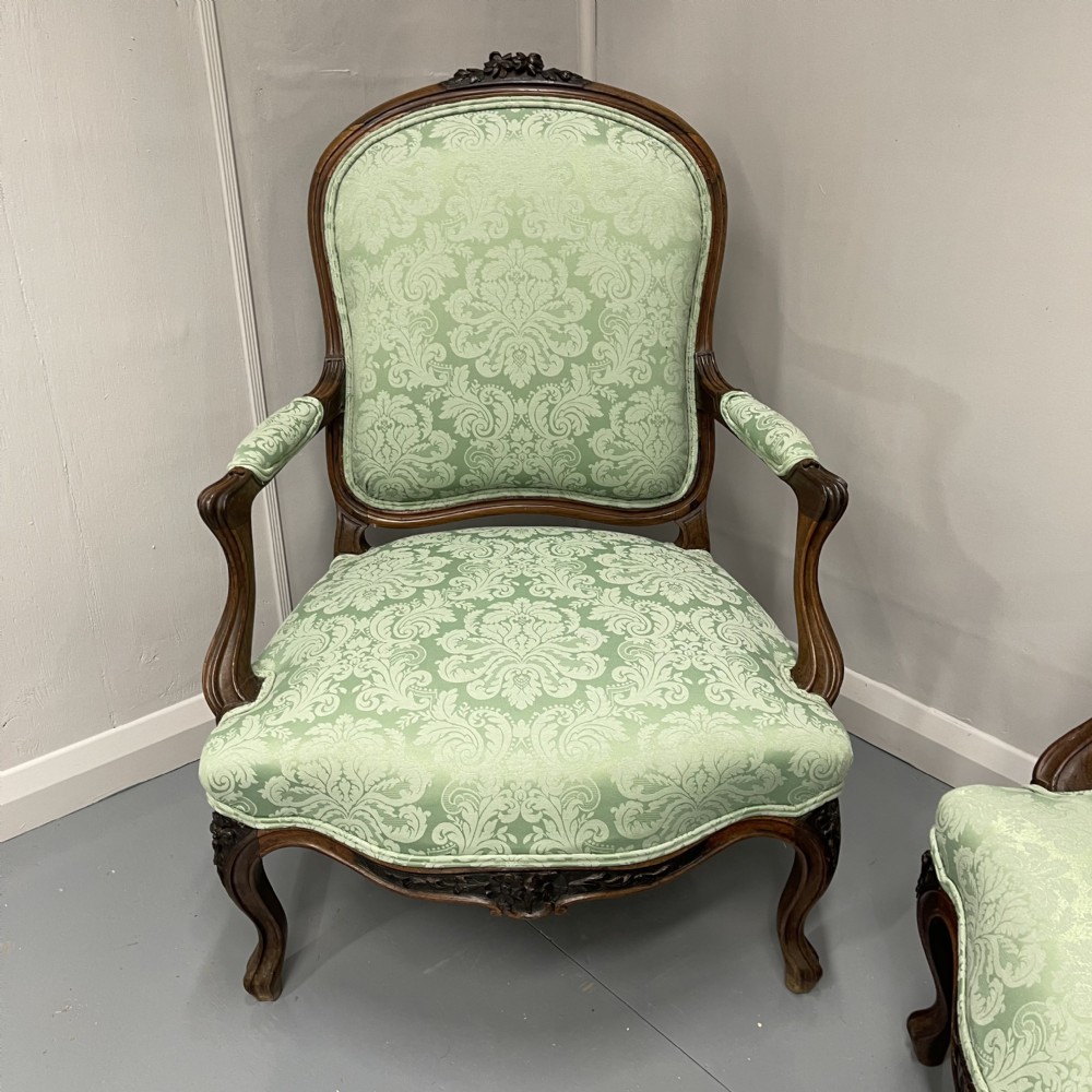 Large pair of newly upholstered French armchairs View VI