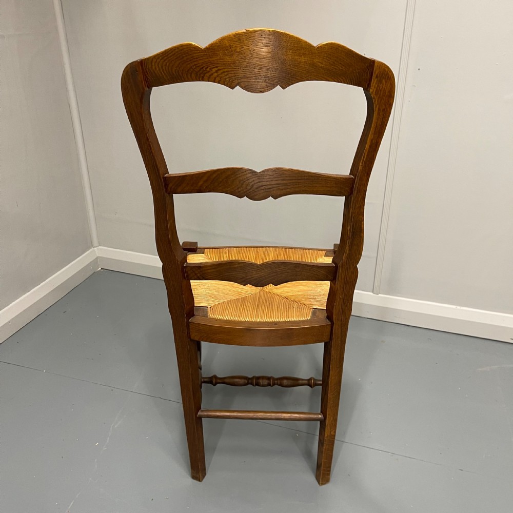 Set of 4 French oak rush seat chairs View V