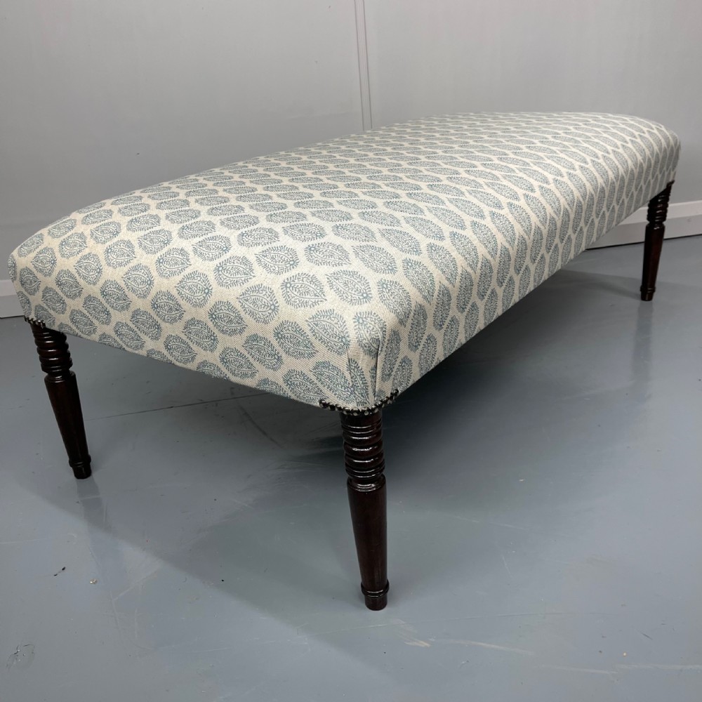 Regency footstool with turned legs and leaf motif View VI