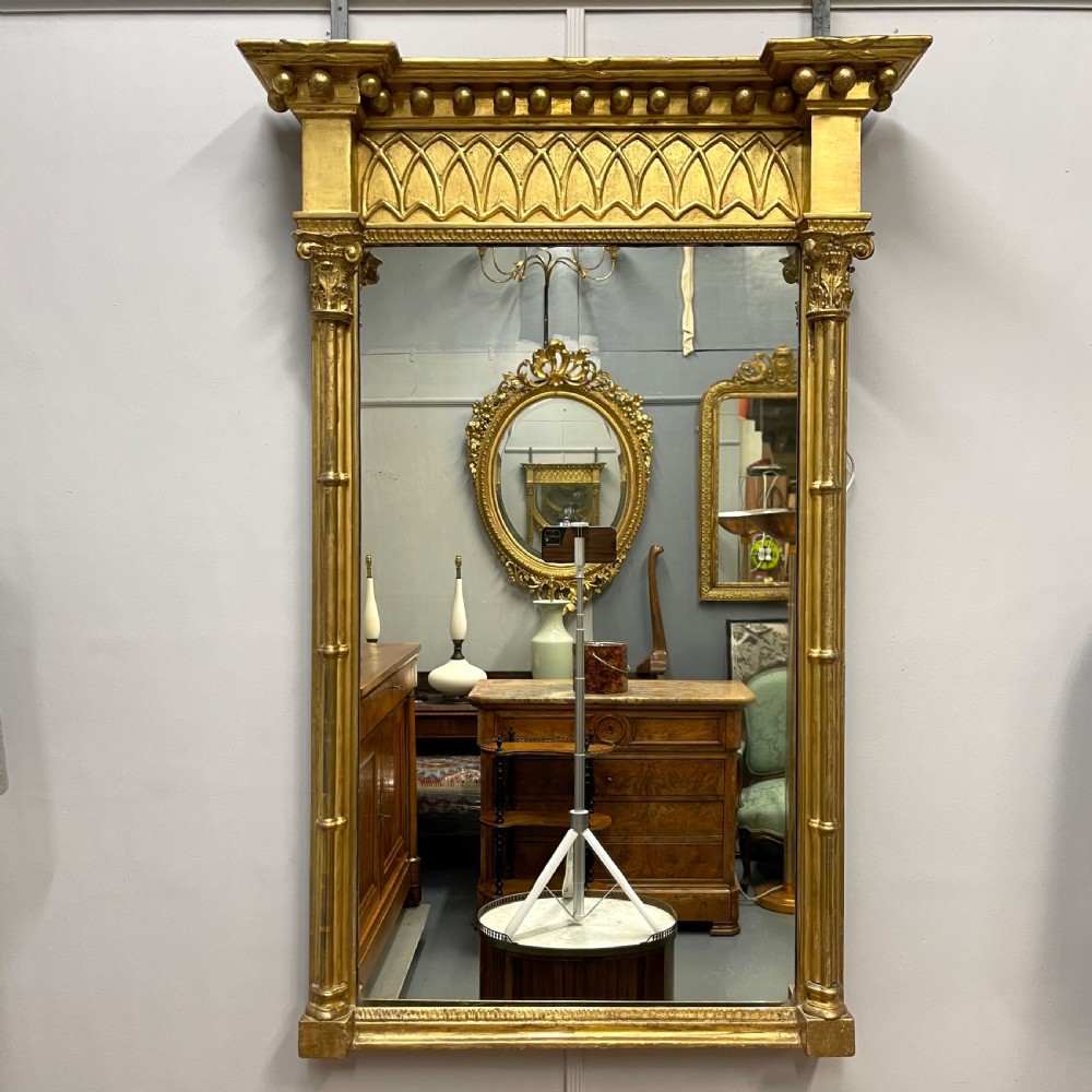 Regency gilt pier mirror with cluster columns