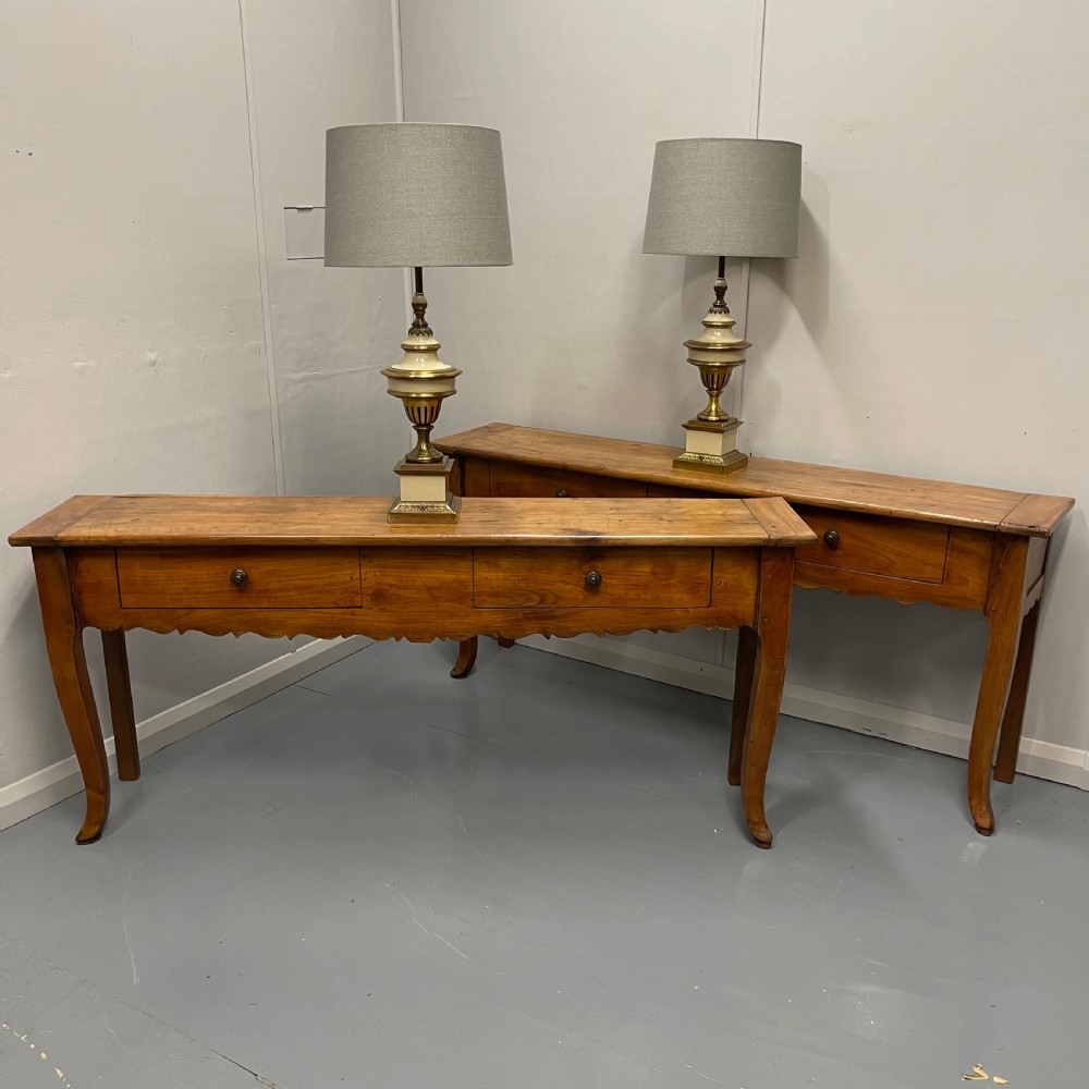 Pair of French cherrywood server console tables