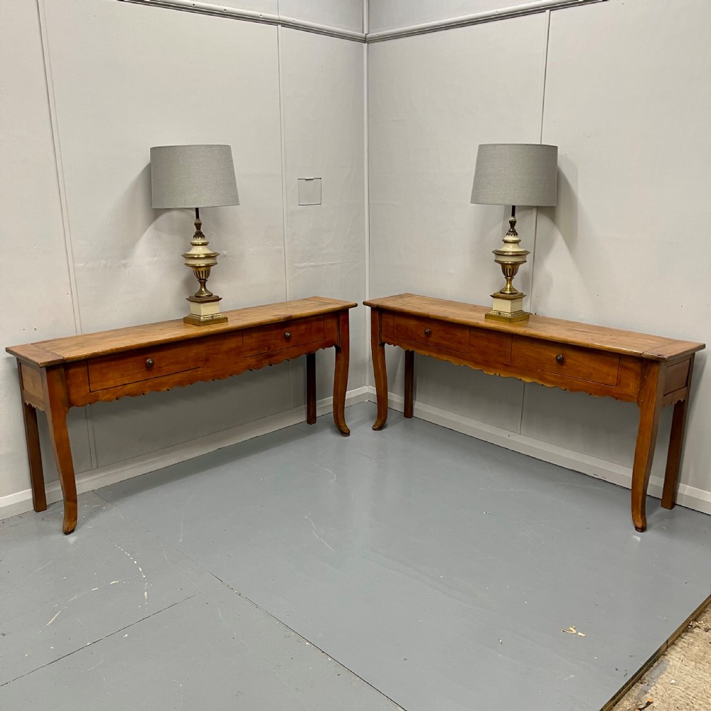 Pair of French cherrywood server console tables View III