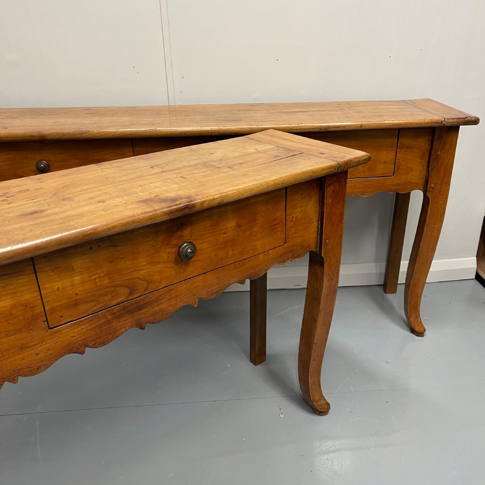 Pair of French cherrywood server console tables View V