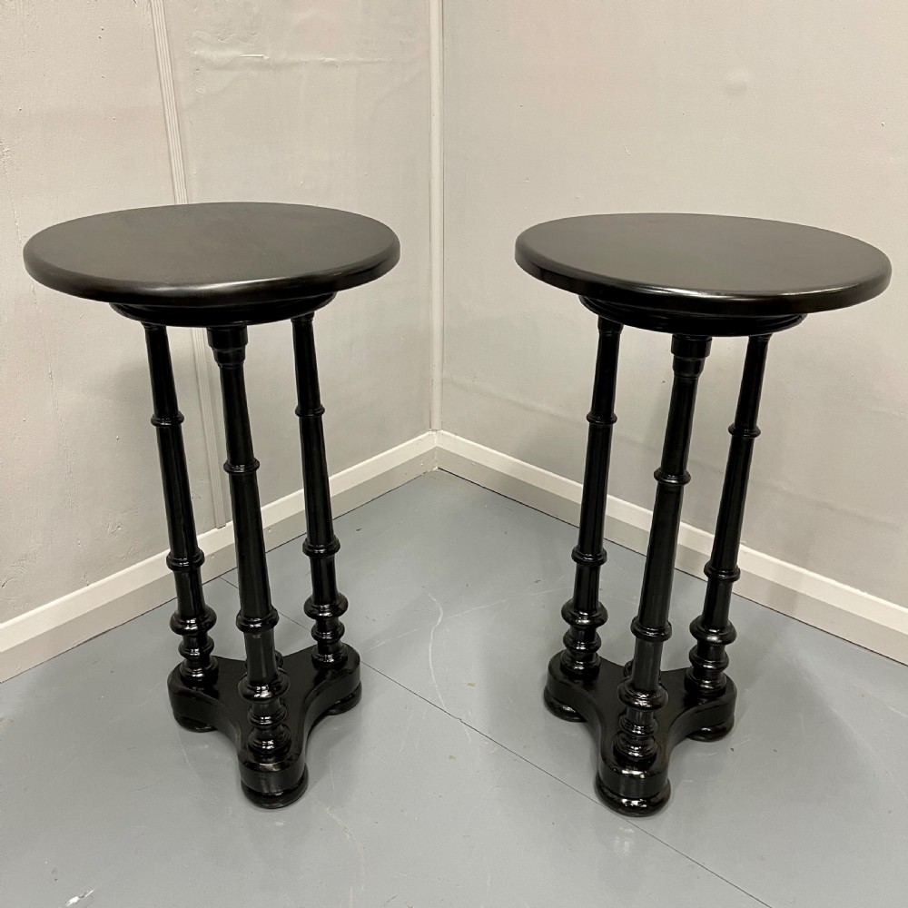 Pair of ebonised Regency style side tables