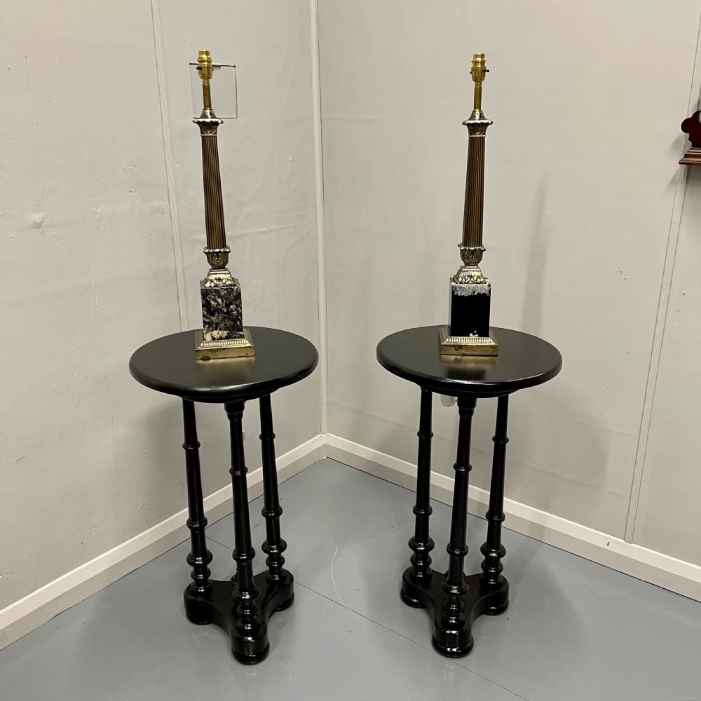 Pair of ebonised Regency style side tables View VIII