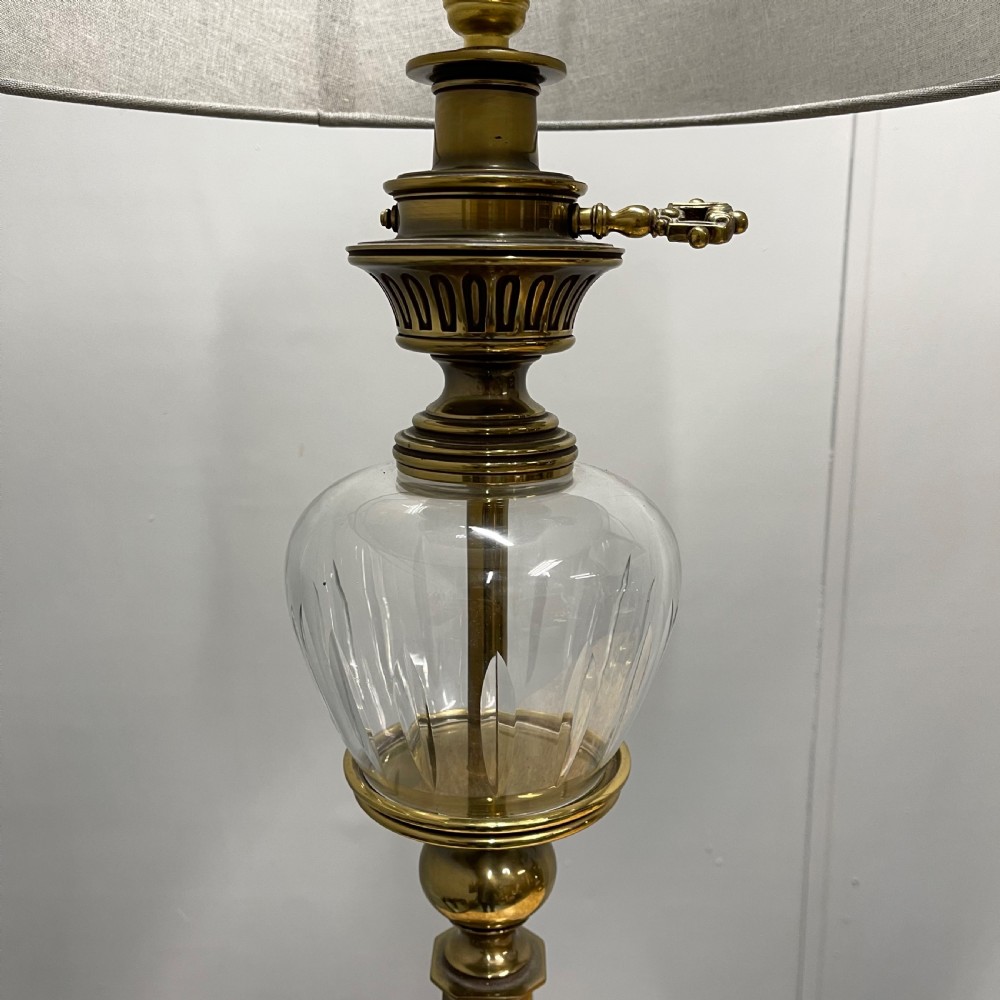 Pair of brass and cut glass table lamps View IV