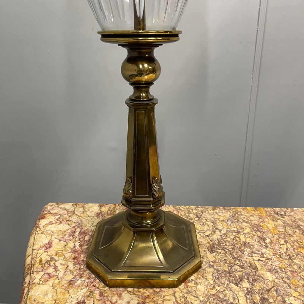 Pair of brass and cut glass table lamps View VI