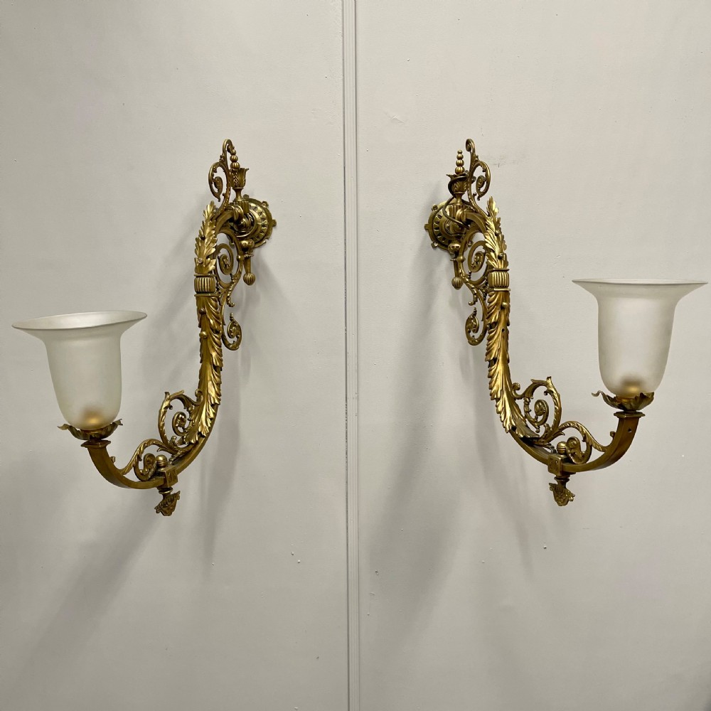 Pair of Victorian brass adjustable wall lights
