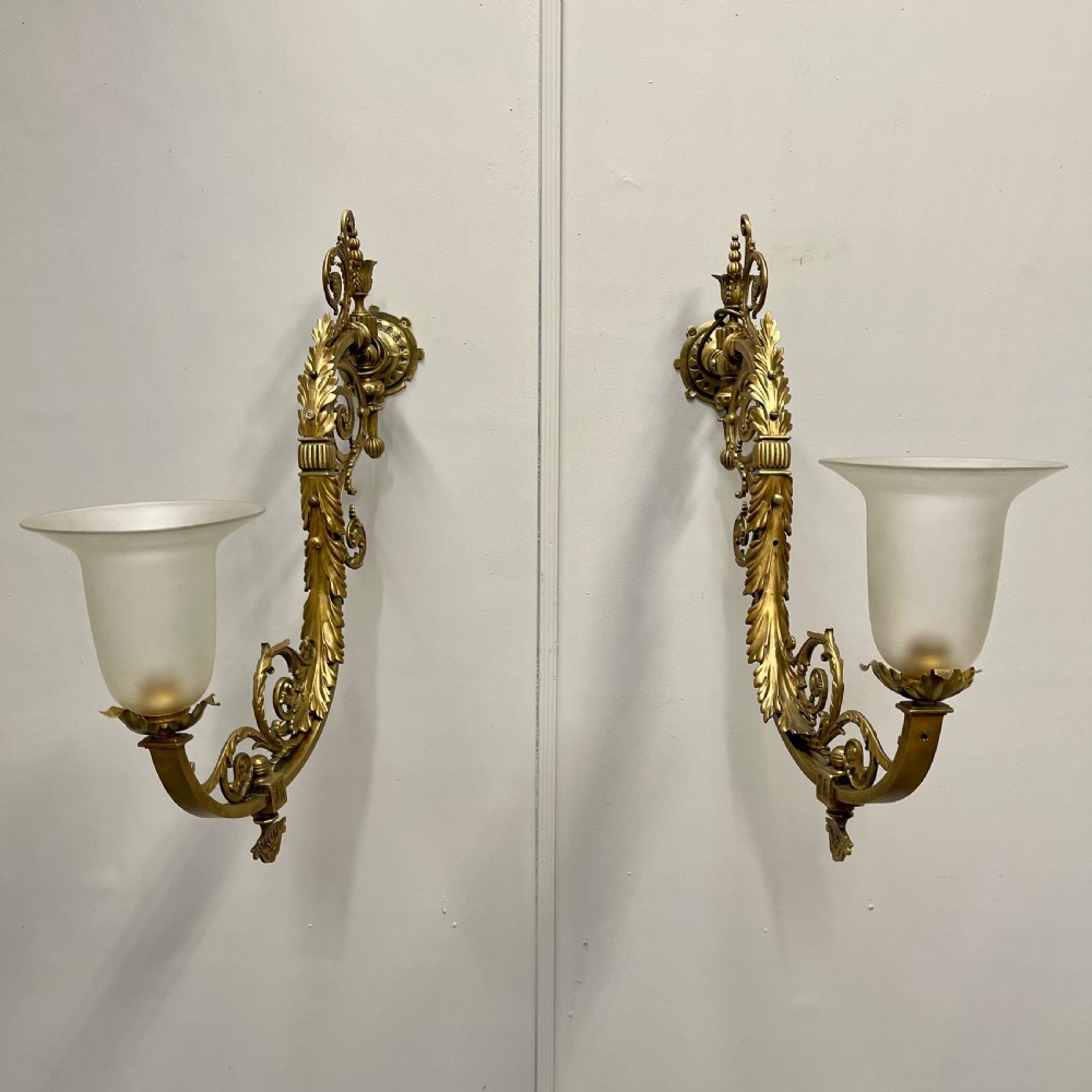 Pair of Victorian brass adjustable wall lights View IV