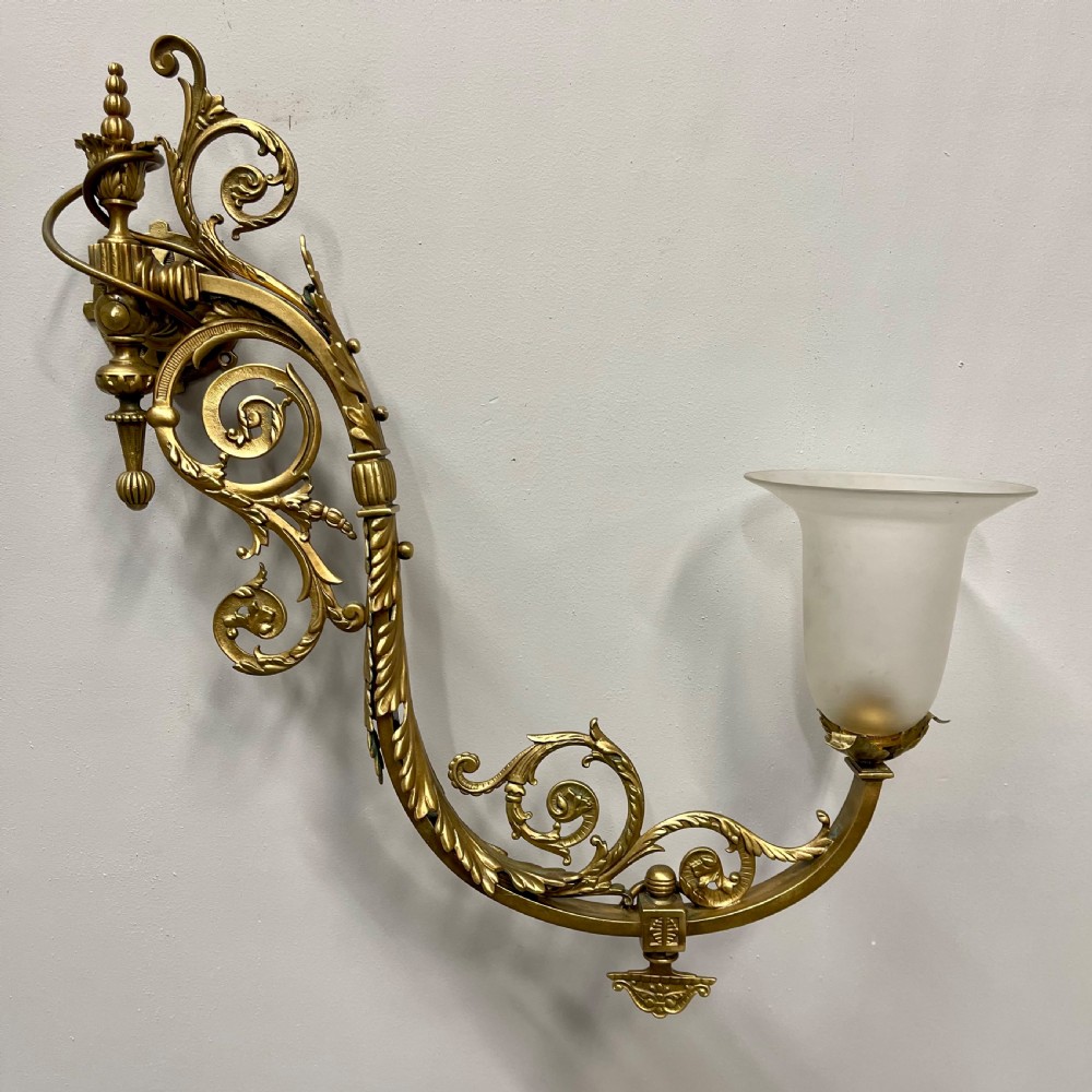 Pair of Victorian brass adjustable wall lights View VI