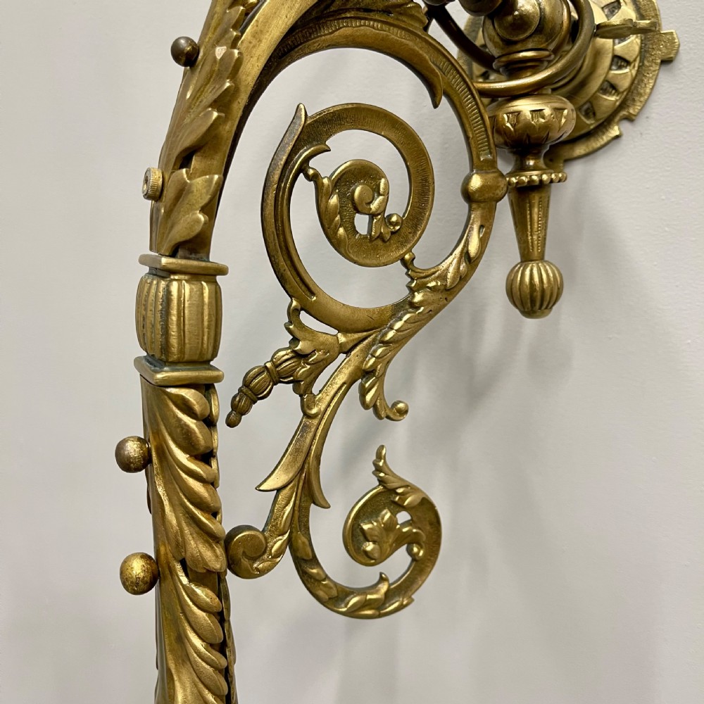 Pair of Victorian brass adjustable wall lights View VII