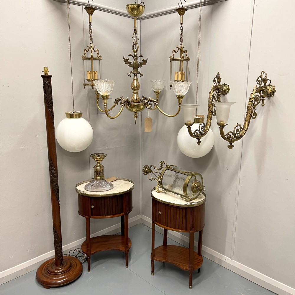Pair of opaline milk glass globe pendant lights View VIII