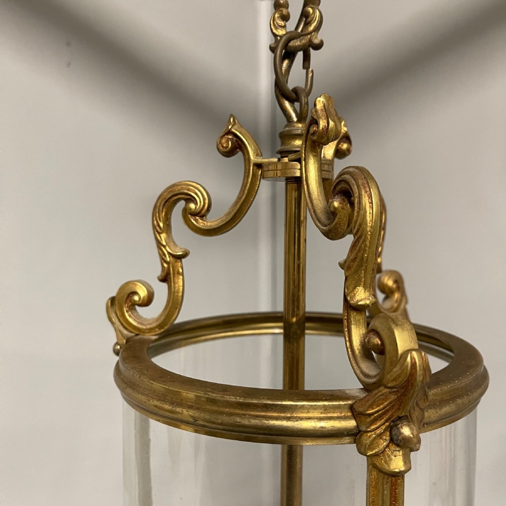Pair of French brass cylinder hanging lanterns View IV