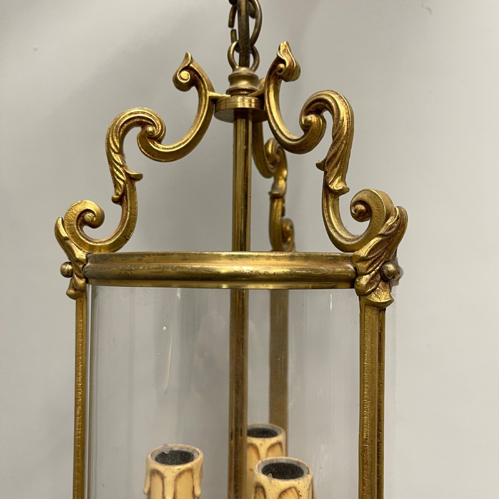Pair of French brass cylinder hanging lanterns View VI