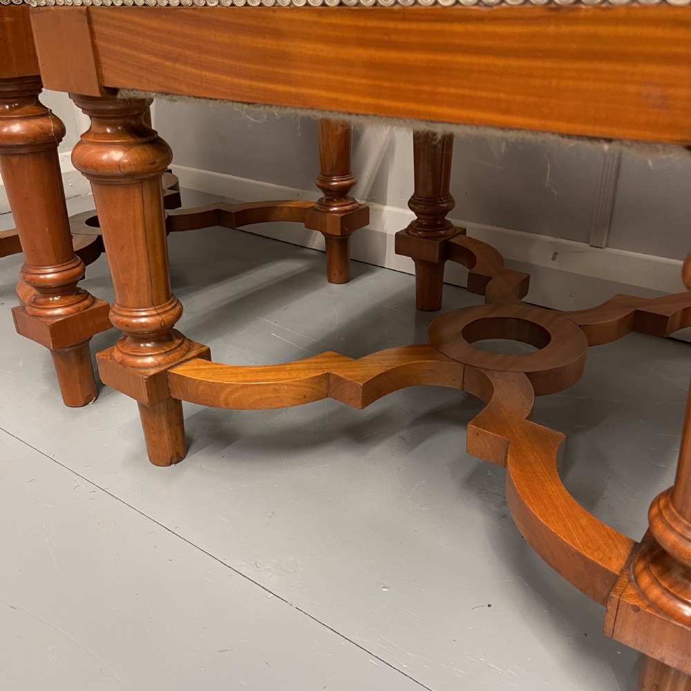 Pair of French satinwood stools with buttoned ticking stripes View IV