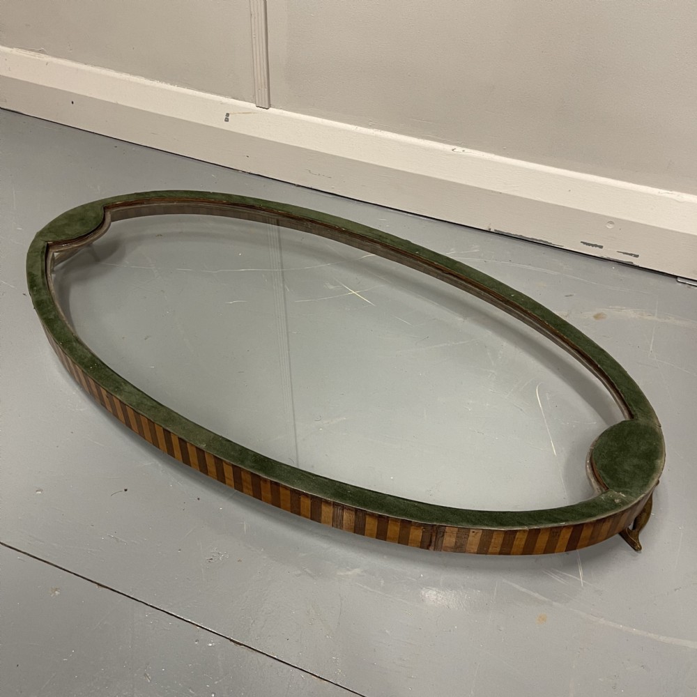 Banded oval glass tray with brass handles, inc p&p  View VI