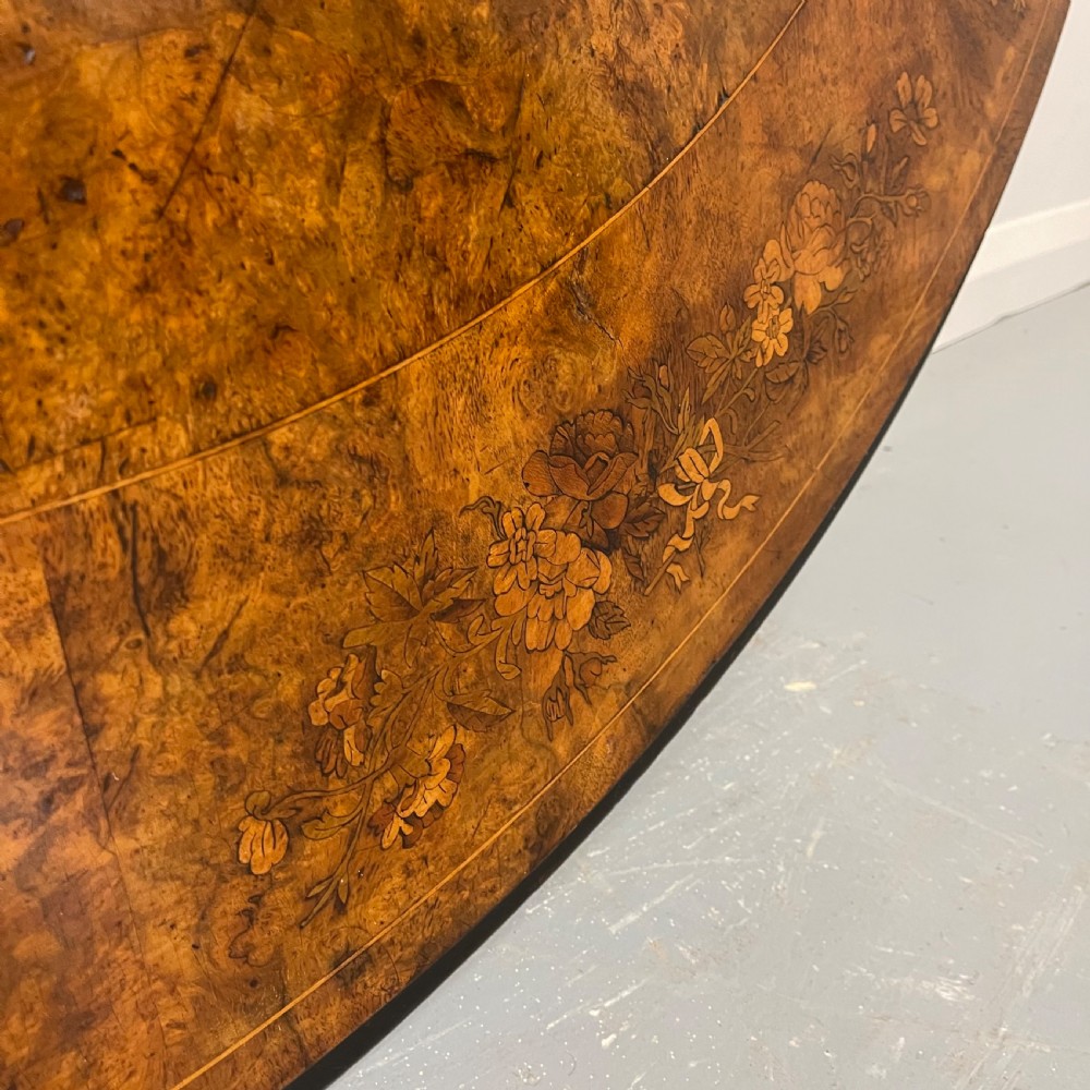 Large Burr walnut & marquetry centre table  View III