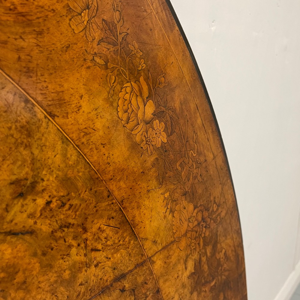 Large Burr walnut & marquetry centre table  View IV