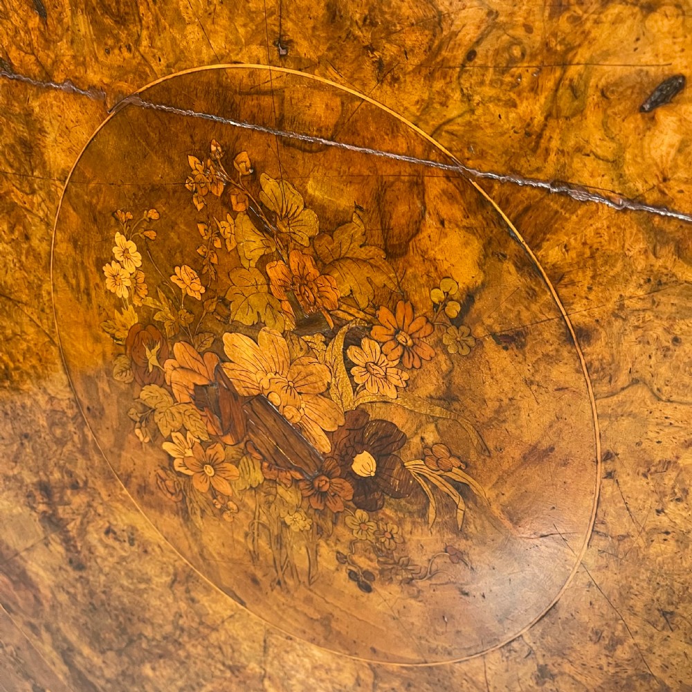 Large Burr walnut & marquetry centre table  View VII