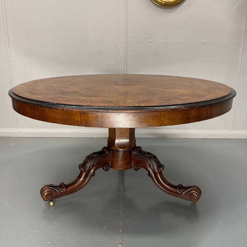 Large Burr walnut & marquetry centre table  View XI