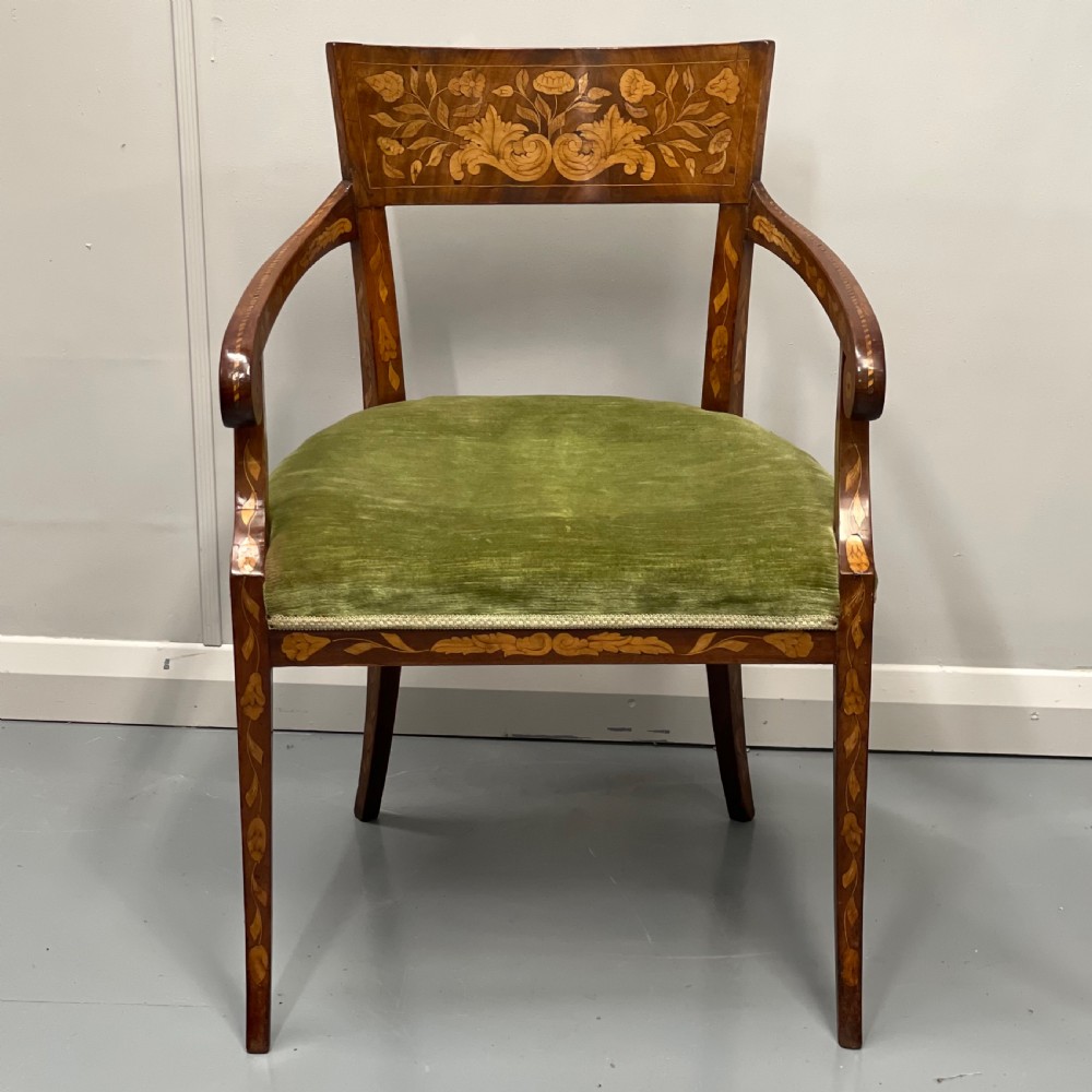 19th century Dutch marquetry armchair View II