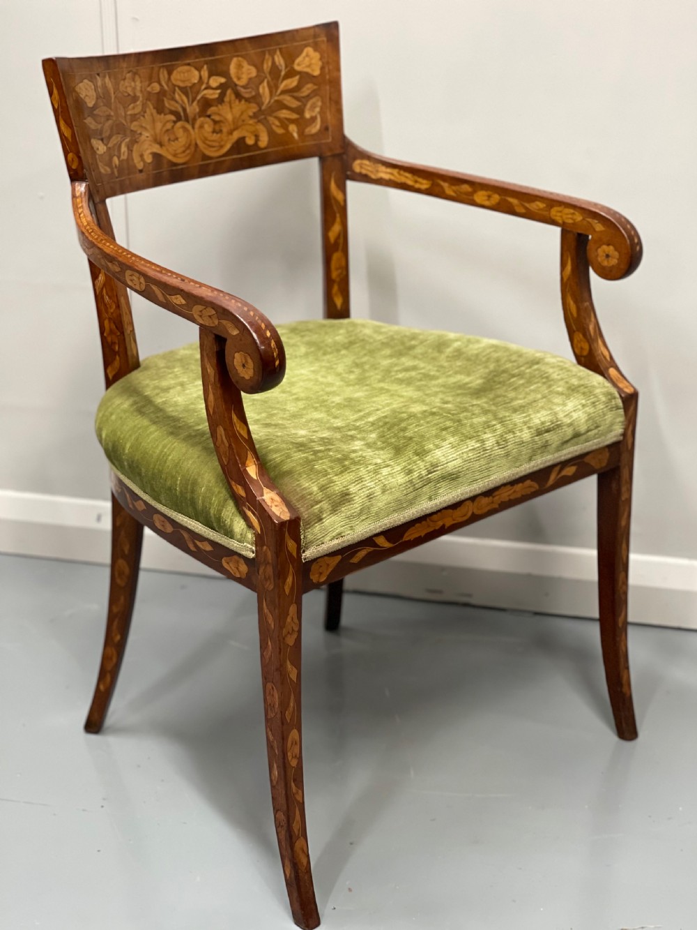 19th century Dutch marquetry armchair View III