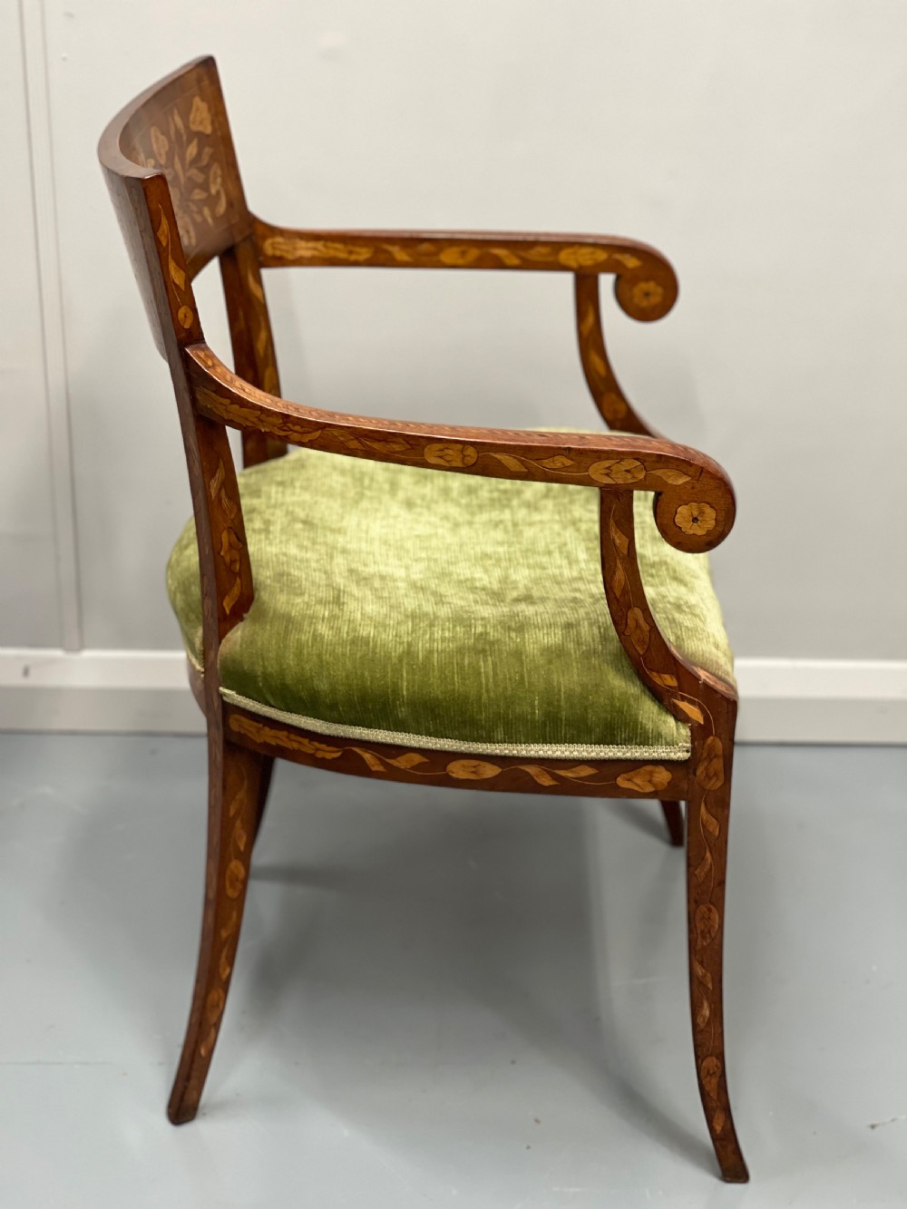 19th century Dutch marquetry armchair View IV
