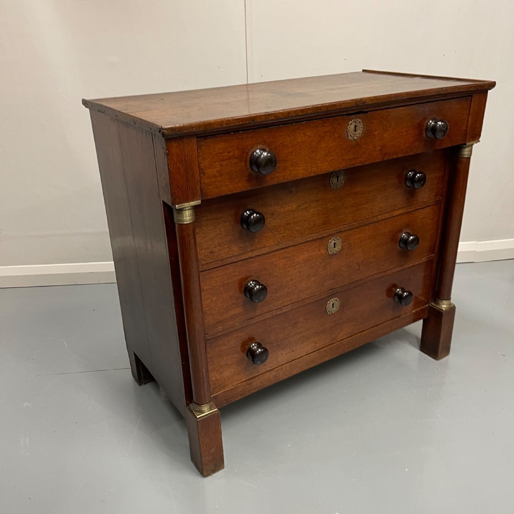 French Empire oak commode with black handles View II