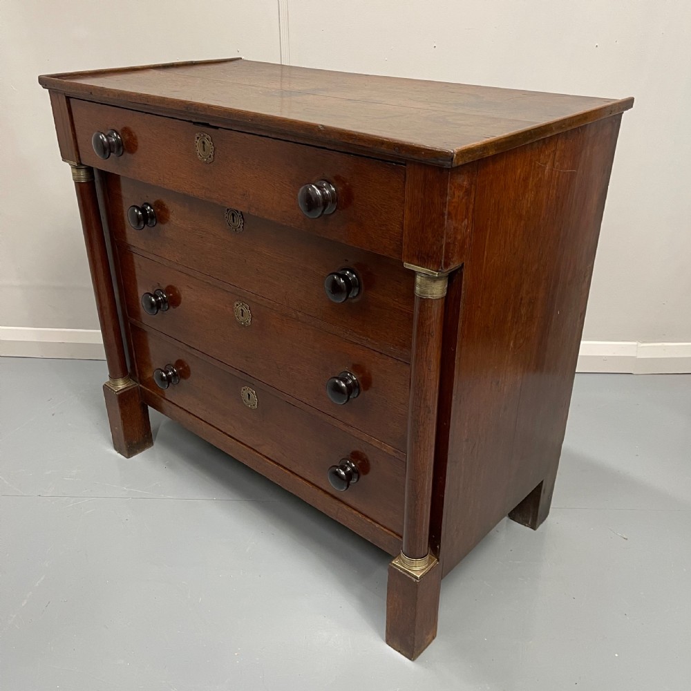 French Empire oak commode with black handles View III
