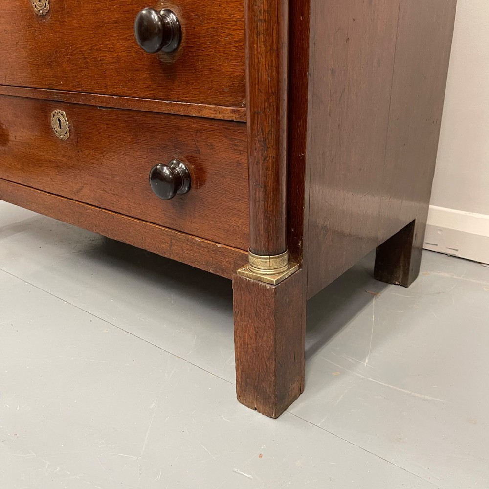 French Empire oak commode with black handles View VI