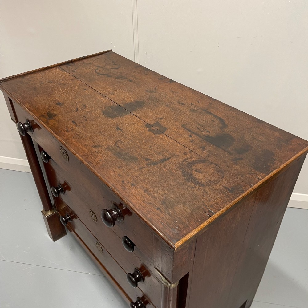 French Empire oak commode with black handles View VIII